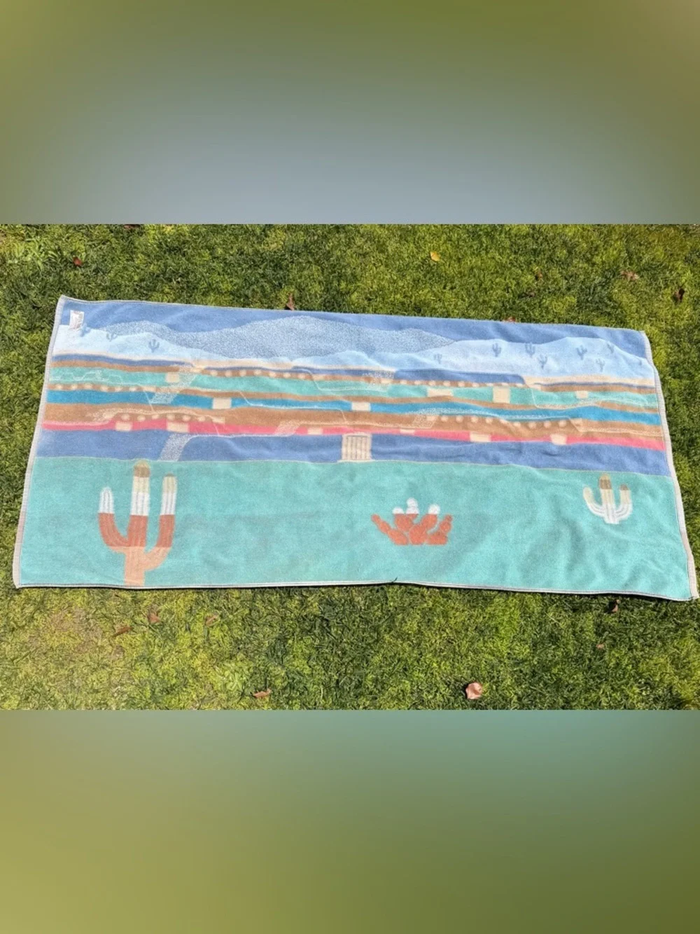 Vintage Royal Terry Adobe Pueblo Southwestern Village Beach Towel Brazil 30x60